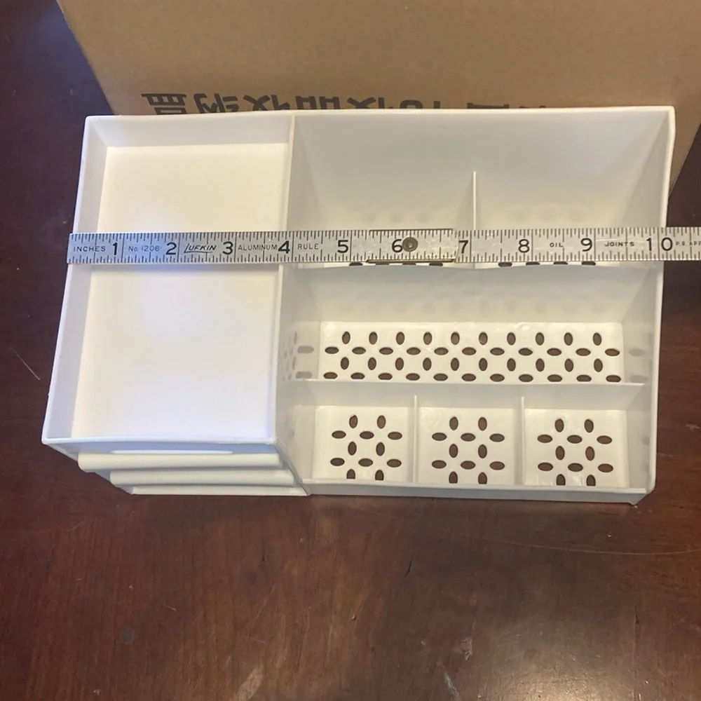 1pc White Drawer Cosmetic Storage Box, Makeup Organizer With Dividers